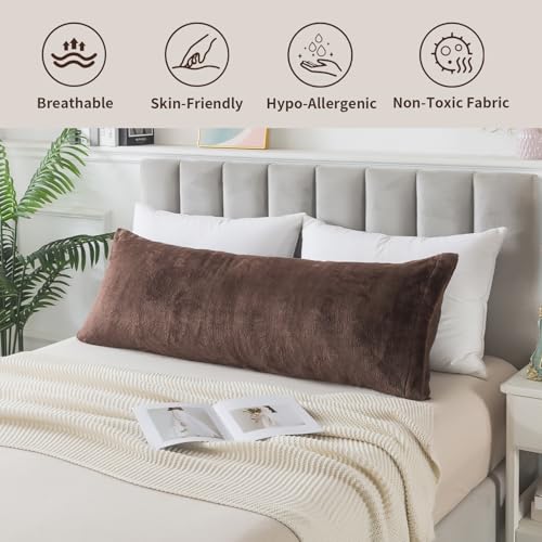 WhatsBedding Memory Foam Body Pillow with Plush Fuzzy Cover, Full Body Pillow for Adults, Long Pillow for Sleeping, Soft Pillow Fluffy Supportive