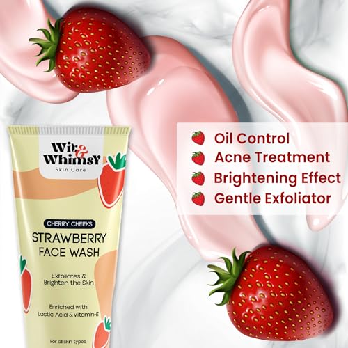 Wit & Whimsy Cherry Cheeks Strawberry Face Wash Enriched With lactic Acid & Vitamin E Authentic Ayurvedic Formulation For All Skin Types - 100ML (3.38 Oz) - Image 3
