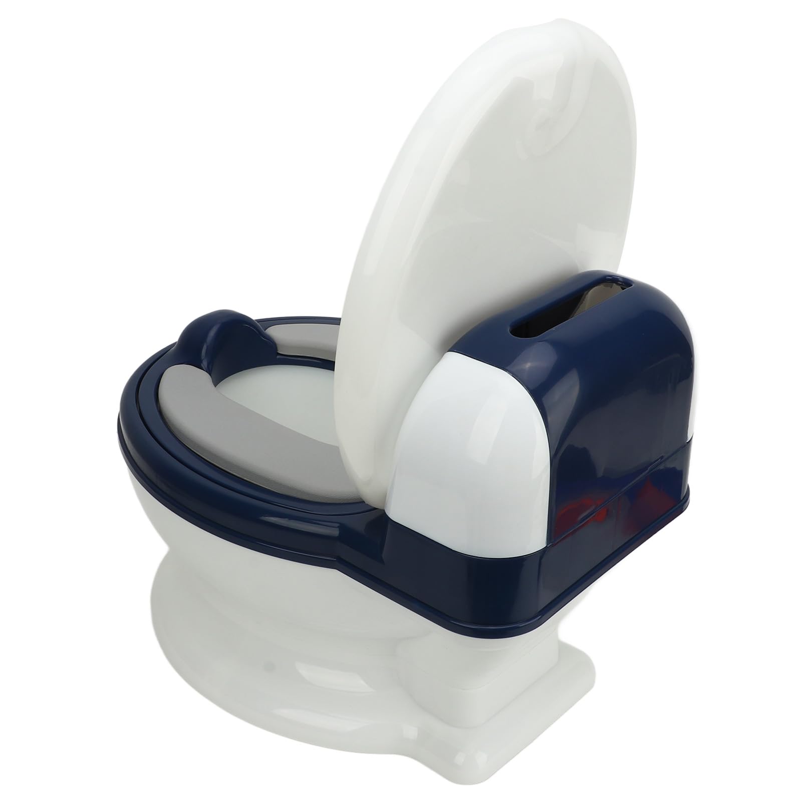Inodoro de entrenamiento para ir al baño, inodoro de transición para niños pequeños, cojín suave de alta simulación, mejora la independencia para el uso diario para niños (azul y blanco)