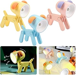 Vibbang Adjustable Mini Kids Night Light, Creative DIY LED Night Light, Eye Protection Night Light, Cartoon Animal Foldable Portable Desk Lamp with Stand, for Bedroom, Office, Desk, Decoration (3 Pcs)