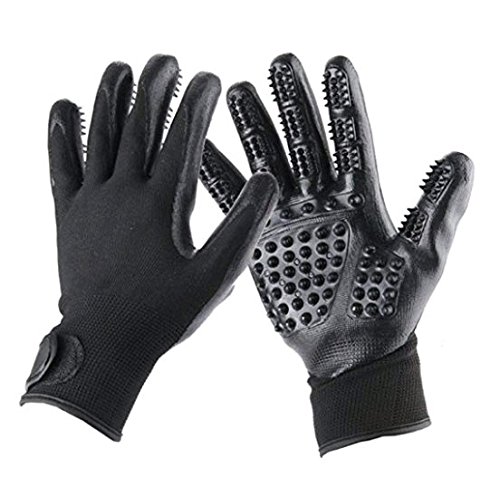 Beaver Pet Grooming Glove Pet Hair Removal Gloves Five Finger Design Mitt for Dogs Cats with Long Short Fur De-Shedding Tools 1 Pair