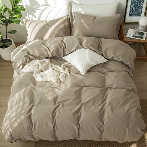 Image of MooMee Duvet Cover Set 100% Washed Cotton Linen Like Oversized King Plus | Relaxed Linen-like Texture. Soft, Breathable & Long-lasting Comfort. Lightweight. Hidden Zipper with 8 Interior Corner Ties