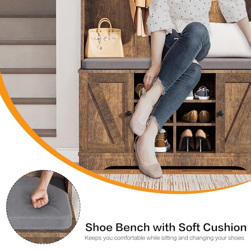 Image of Hall Tree with Bench Entryway Coat Rack with Shoe Storage