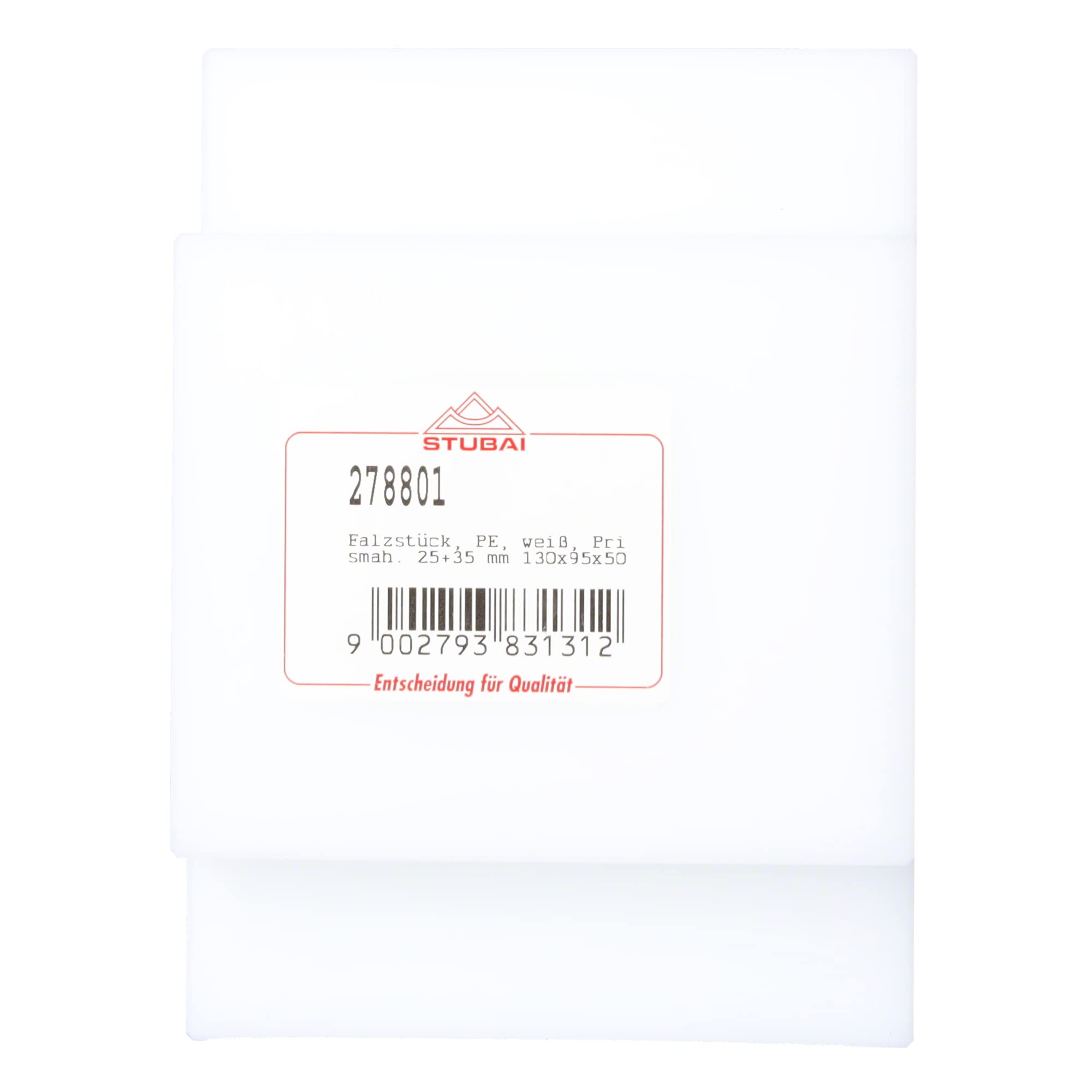 Stubai Element składany, z tworzywa sztucznego PE, biały, pryzmat 25 + 35 mm 130 x 95 x 50 mm z uchwytem