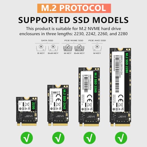 Image of ZORBES M.2 NVMe Enclosure Adapter, SSD Enclosure, USB3.1 Type-C SSD Case, High Speed 10Gbps M.2 NVMe to USB Adapter /Reader Supports M and B&M Keys and Size 2230 / 2242 / 2260 / 2280 SSDs