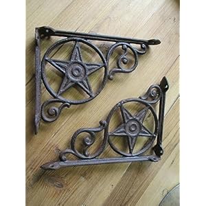 Vintage 6 Cast Iron Style Star Brackets Garden Braces Shelf Corbels RUSTIC PRIMITIVE