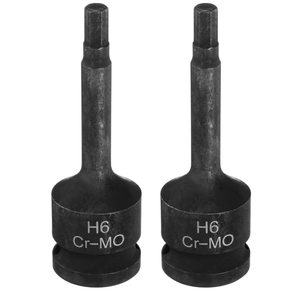 Zopseet Black 2Pcs H6 6Mm Hex Impact Bit Socket Drive Sockets Cr-Mo Steel Hex Lengthen Screwdriver Socket Adapter For Electric Ratchet Wrenches Fastening Screws