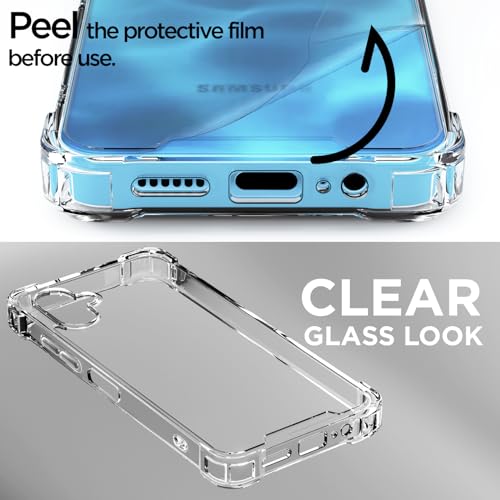 Image of Amazon Basics Back Cover for Samsung Galaxy F06 5G / M06 5G PC + TPU Clear Transparent Raised Edges Shockproof Protective Phone Bumper Case(Transparent)