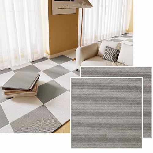 UXPRIN タイルカーペット 吸着 厚手4mm 30×30cm 150枚 ジョイントマット 置くだけ ズレない 接着剤不要 フロアマット 滑り止め 床暖房対応 床保護 防音 マット 賃貸OK 洗える ペット フローリングマット ライトグレー