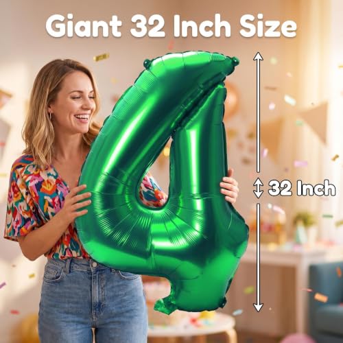 Image of YPSelected 32 Inch Large Foil Helium Number Balloon Birthday Wedding Party 0-9 (Green, 4)
