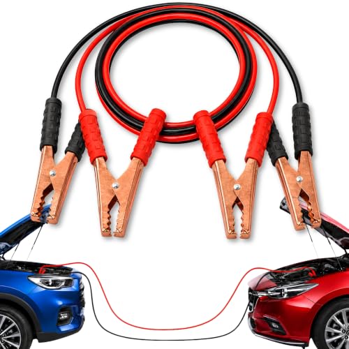 Pinzas de Batería de Coche y Motos, Cable de Arranque para Batería de Coche, Pinza de Arranque, Pinza Cocodrilo, Longitud 2.5 Metros, Incluye Bolsa Transporte, Cable 10 mm2, Pinzas 800 A