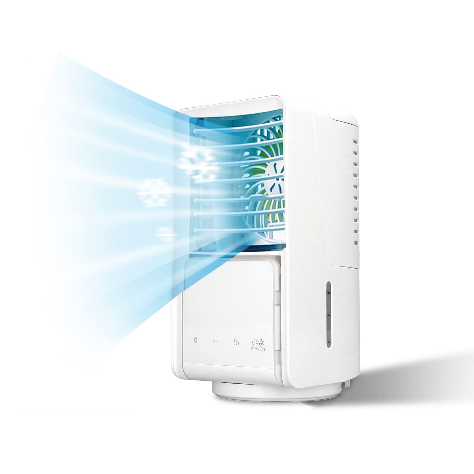 Gugxiom Portable Air Conditioners Fan, Personal Air Cooler, 700ML Waterbox Outdoor USB Cooling Fan, 3 Wind Speed and 7 Color Breathing Light, Left Right Oscillating Head, for Bedroom Offi