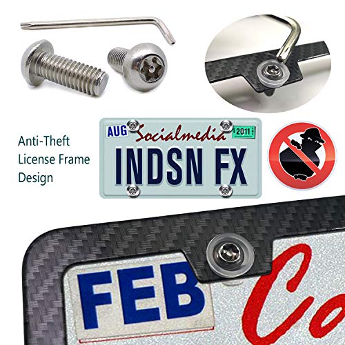 Aootf Carbon Fiber License Plate Frame Anti Theft Car Tag Holder, 2