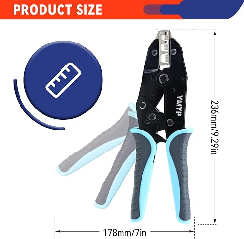 Miniatura 4 de Herramienta de prensado para manguitos, terminales de virola y extremos de cable de pasador, crimpadora de cables de trinquete - AWG 10-2 (6-35 mm)