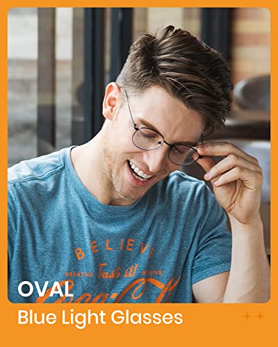 Image of Cyxus Blue Light Blocking Glasses Round Metal Frame Computer Glasses | Blue light blocking glasses featuring round metal frame, comfortable fit and versatile use for work, study and entertainment