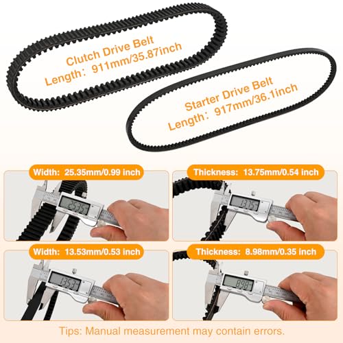 Image of Nilight Golf Cart Drive Belt for EZGO TXT RXV 2010-up with Kawasaki Engine | Clutch Drive Belt & Starter Generator Belts Kit Replaces OE part 618630 606138 16548G1 Smooth Engagement Aramid Cord Rubber