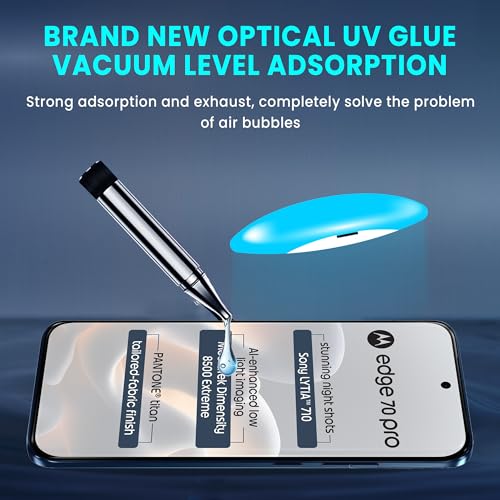 Image of FIRST MART UV Tempered Glass for Motorola Edge 70 Pro, 9H Full-Glue Curved Screen Protector, HD Clear, Fingerprint Compatible Easy Installation | Crystal Clear