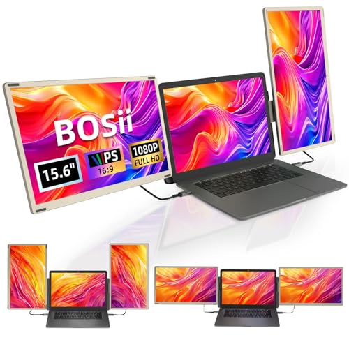 Image of BOSII Laptop Screen Extender Monitor - 15.6 inch IPS FHD 1080P Triple Portable Extended Monitor for Laptops Type-C /HDMI /USB-A Compatible with Windows Mac Chrome