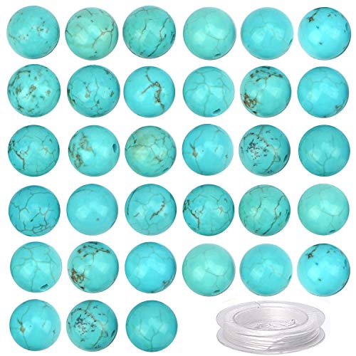 Image of Massive Beads 100PCS Blue Turquoise Beads, Smooth Surface, 8mm Round Turquoise Beads for Jewelry Making DIY Gifts, Necklaces, Bracelets, Yoga Bracelets