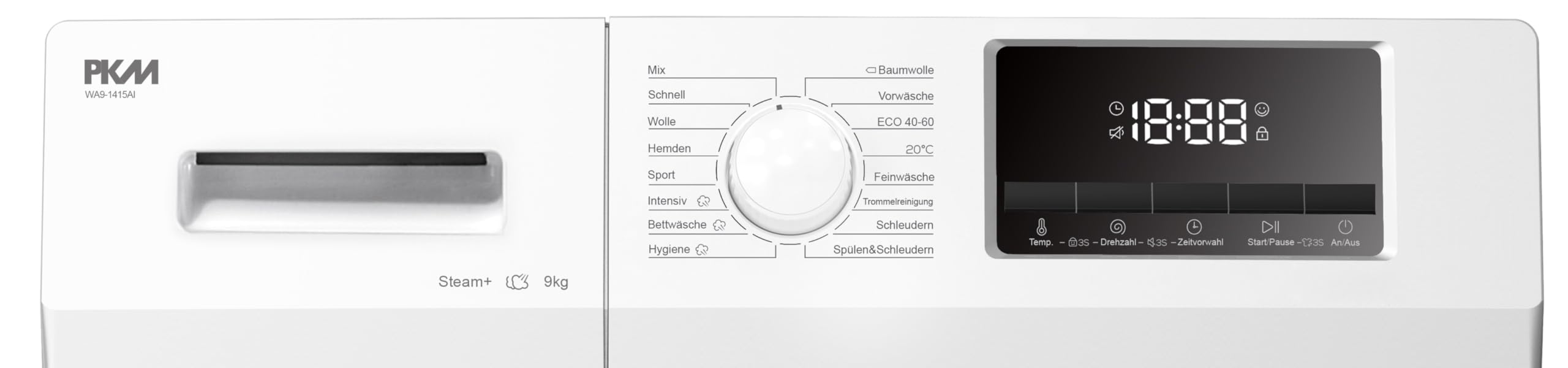PKM Waschmaschine WA9-1415AI | 16 Programme | Inverter Motor