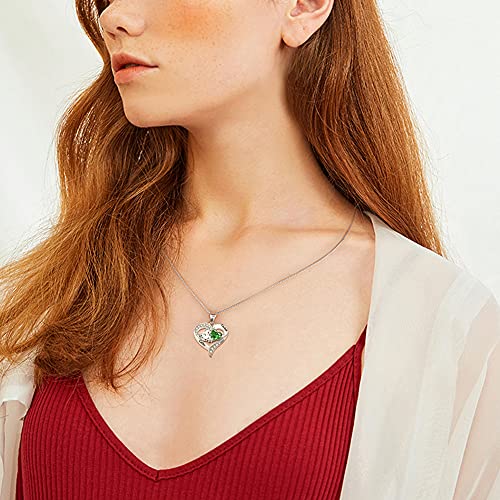 Name Necklace Personalized Heart Necklace with 2 Birthstones 2 Names, Customized Name Pendant for Mother Daughter, Mothers Day Gifts for Mom Wife Girlfriend3