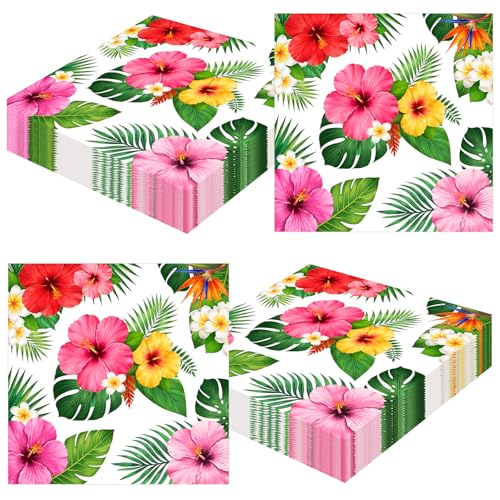 48Pcs Hawaiian Luau Napkins Hawaiian Party Decorations Suitable for Aloha Theme Birthday Summer BBQ Pool Beach and Picnic Table Decorations