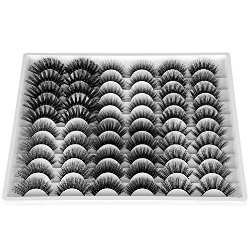 30 Pairs False Eyelashes Wholesale 6D Natural Wispy Fake Eyelashes 15-19MM Medium Lashes 6 Styles Mixed Fluffy Volume Faux Mink Eyelashes Pack