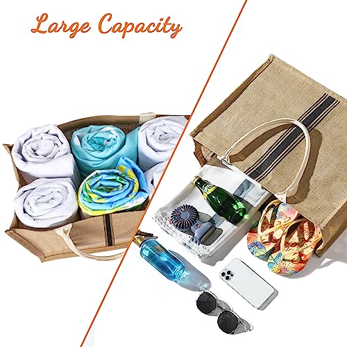 Trifabricy Beach Bag, Large Beach Bag for Women, Woven Straw Beach Tote Bag Waterproof, Weaving Swim Gym Shopping Travel Bag - Image 5