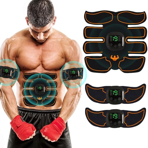 AILEDA Electroestimulador Muscular,EMS Cinturón Muscular Abdominal - 8 Modos Entrenamiento Abdominal Entrenador,Estimulación Muscular para Fortalecer y regenerar los músculos Abdominals
