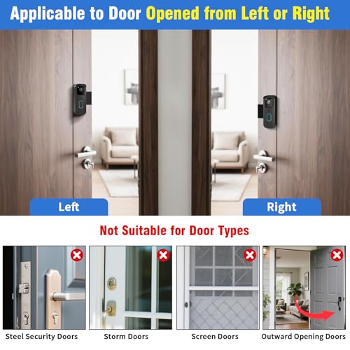 Image of Anti-Theft Doorbell Mount for Blink Doorbell Camera No-Drill Door Mount | No Block Sensor & Night Vision Blink Video Doorbell Accessories for Home Rentals Office , Not for Security Door