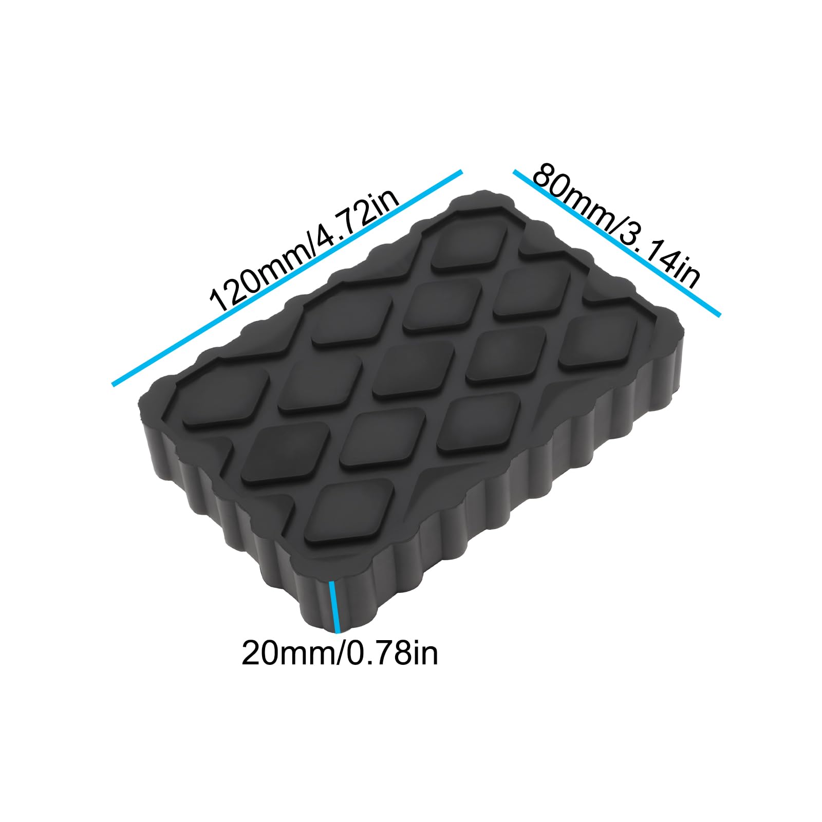 Lot de 4 blocs d'amortissement en caoutchouc pour cric à ciseaux 120 x 80 x 20 mm