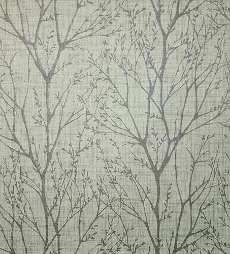 Crown M1876 Lynford Trees Mid Weight Vinyl Wallpaper, Green