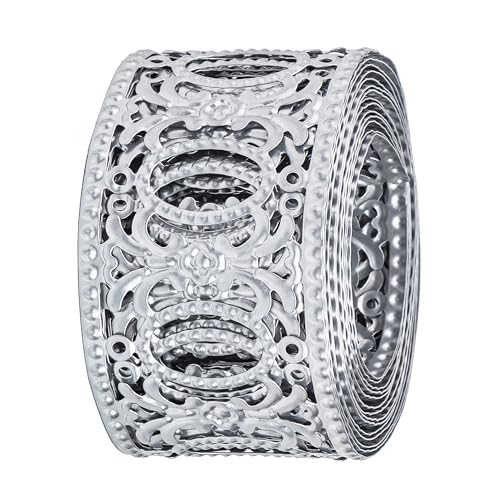 image for CraftyCrocodile Metal Ribbon for Decor Craft - Decorative Silver Trim 