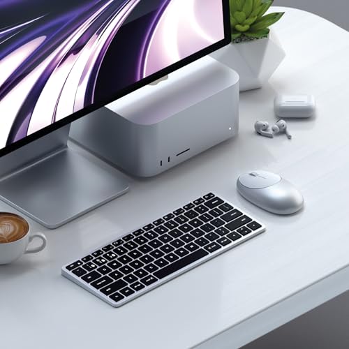 Image of Satechi Slim X1 Bluetooth Backlit Keyboard for Mac, Illuminated Keys & Multi-Device Sync, for MacBook Air /Pro /Neo, iPad Air /Pro, iPad mini, Mac mini, iMac - Silver