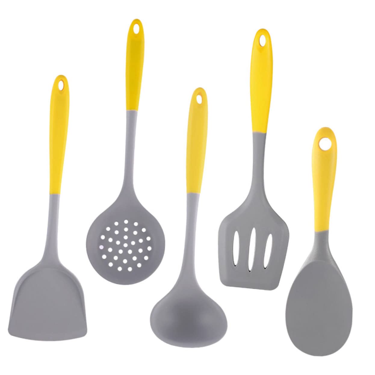 Ipetboom Utensili da Cucina in Silicone Utensili per Pentole Antiaderenti Spatola da Cucina Cucchiaio da Zuppa per Appendere Manico Termoisolante Facile da Usare