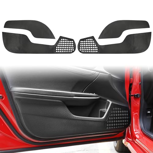 TOMALL Carbon Fiber Door Anti-Kick Pads Stickers, 4pcs Set for Honda Civic 10th (2016-2021) Waterproof Leather Protector Decorations, Easy Installation, Black