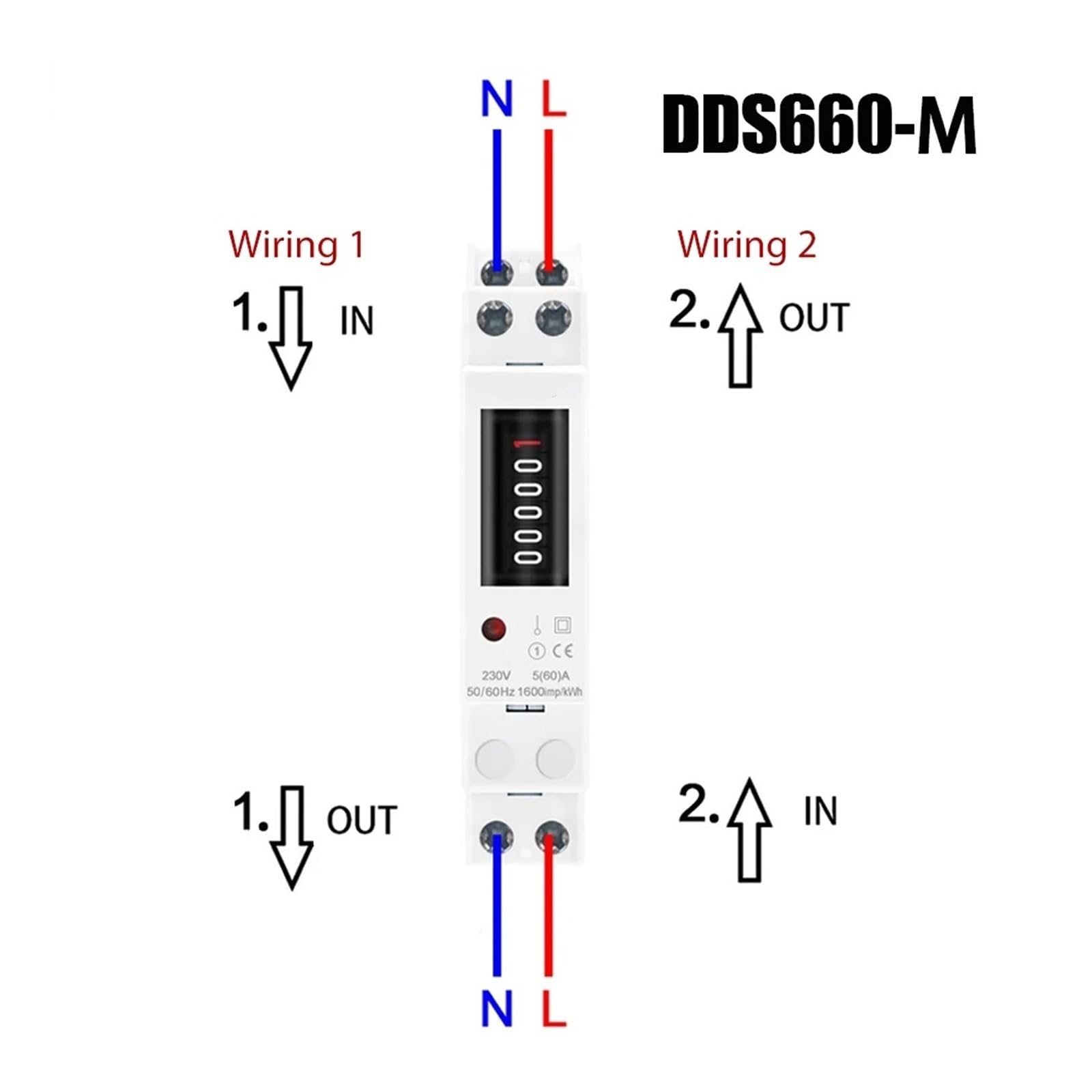 contatore Elettrico 18mm Monofase 1P Retroilluminazione Digitale Wattmetro Consumo di Potenza Contatore di Energia Analogico kWh AC 230V 50Hz Elettrico DIN Rail(DDS660-M,110V)