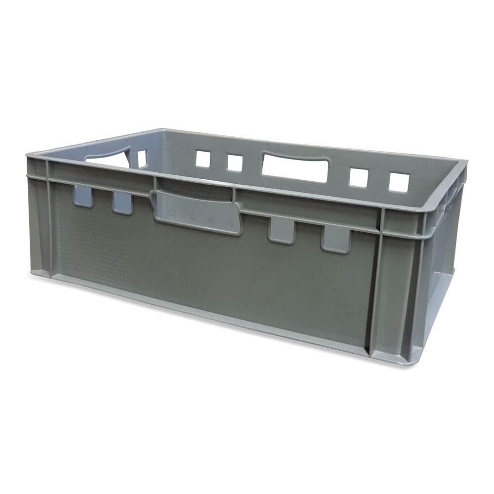 kanister-vertrieb® 5 Stück E2 Kisten 60x40x20 cm Fleischkiste Lagerkiste Metzgerkiste Eurobox grau | kanister-vertrieb®, stapelbar, Kunststoff, Lagerbox, Transportbehälter, belastbar, Normmaß, robust, vielseitig, langlebig