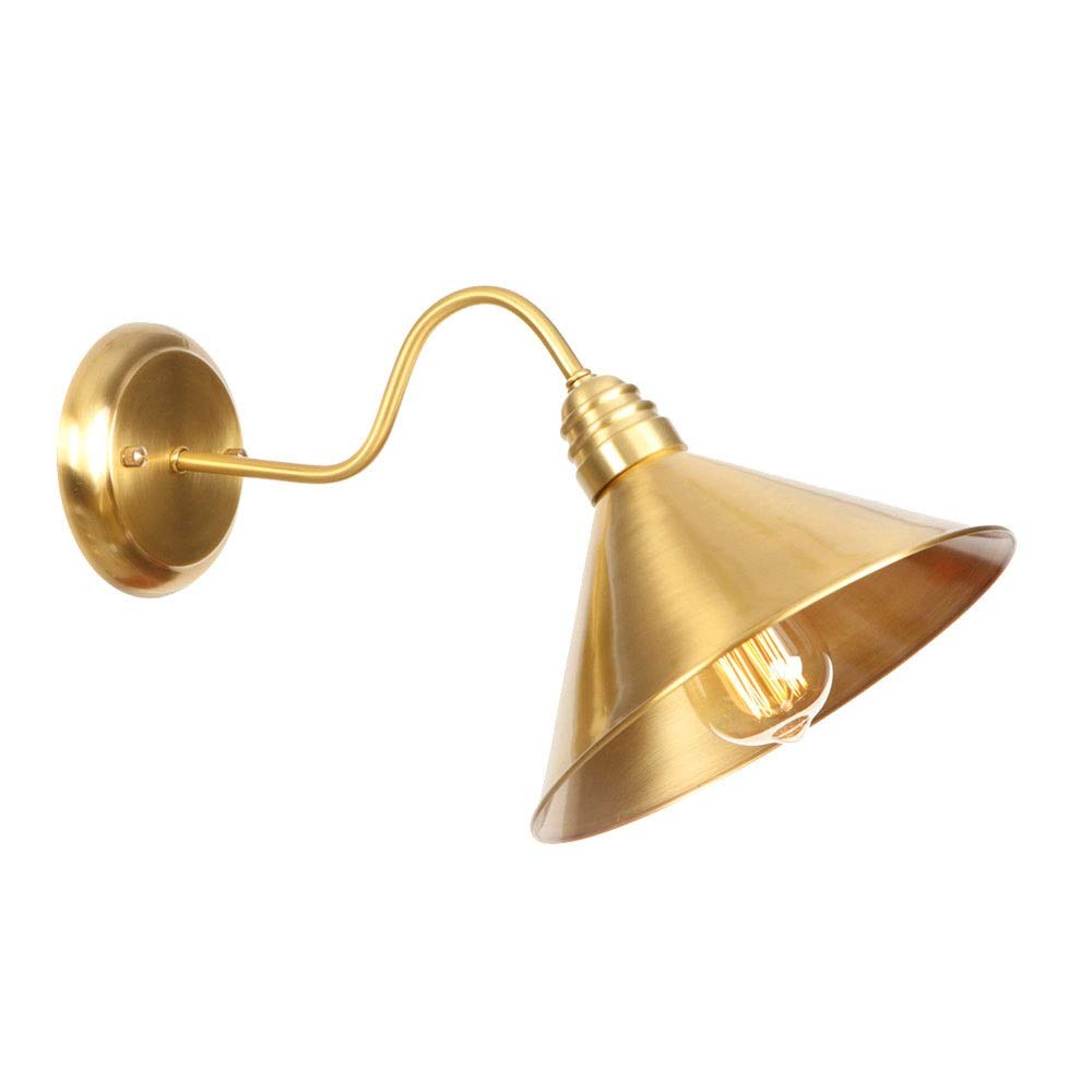 NHPJFDC Wall Mounted Light American Gold Brass Lamp for Loft Bar Restaurant Stair Nordic Retro E27 Copper Sconces Edison Style Lighting T-155