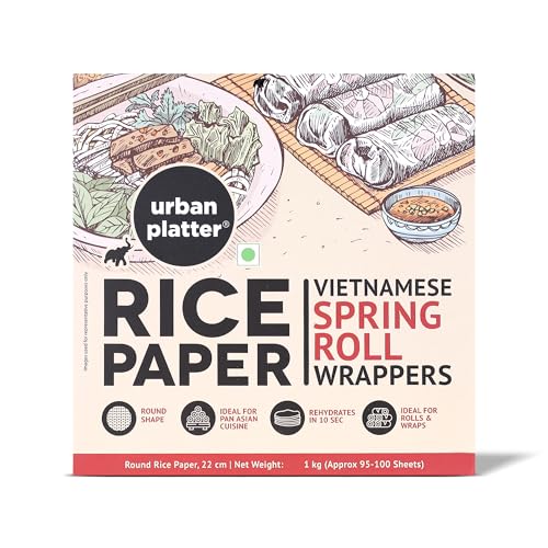 Urban Platter Large Rice Paper Sheets, 1kg (Vietnamese Spring Roll Wrappers Pan Asian Cuisine, Ideal for Rolls and Crackers)