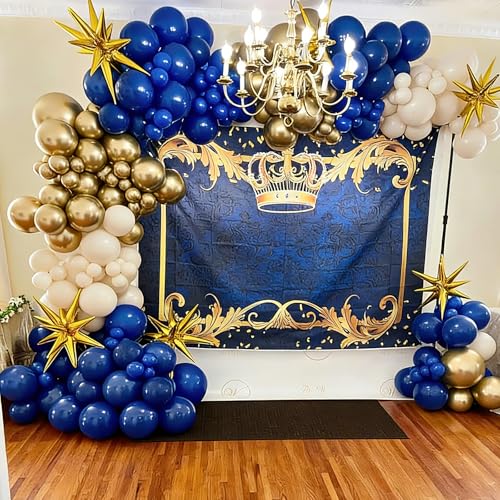 Image of YMSZ Blue and Gold Balloons Set, 67pcs 12 Inch Royal Blue Gold White Balloons for Birthday, Graduation, Baby Shower Decorations