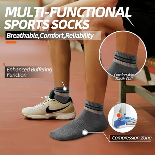 Men's Cotton Ankle Socks,Moisture Wicking Sport Socks,Low Cut hiking Socks,5 Pack3