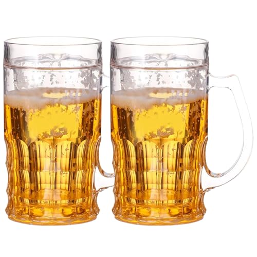 2Pcs Fake Beer Glasses, 450ml Double Layer Funny Beer Stein PS Plastic Fake Double Fake Beer Mug with Handles Mezzanine Model Beer Stein for Bar Beverages, Prank - Image 5