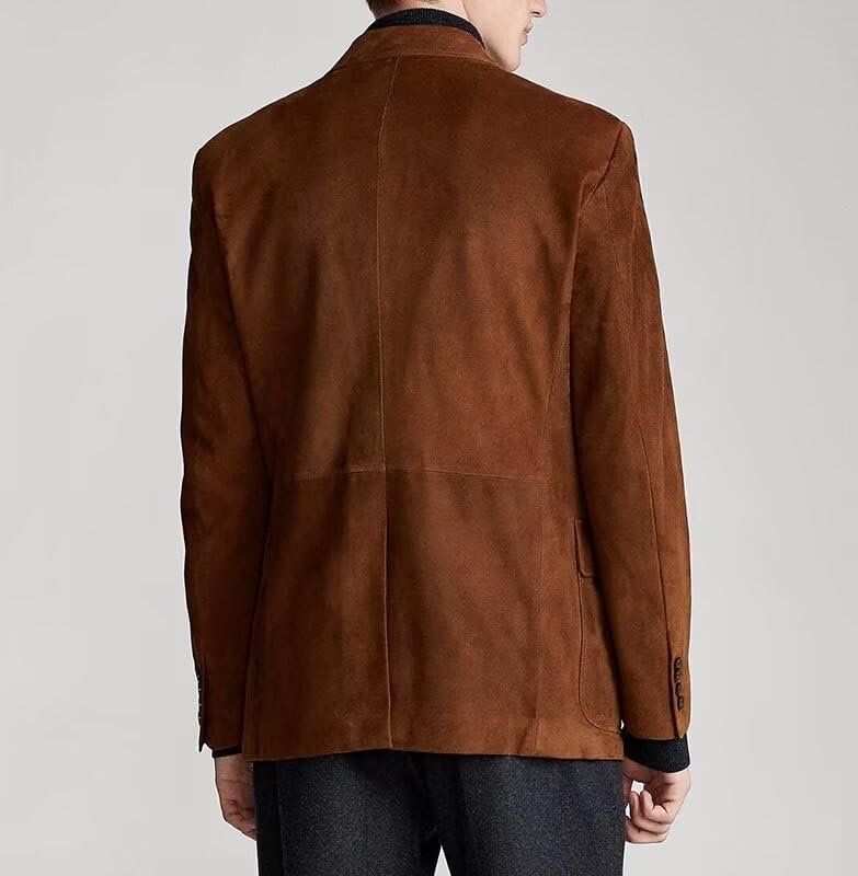 Suit for Men Suede Jacket Slim Fit Single Breasted Coat Casual Retro Sport Jacket3