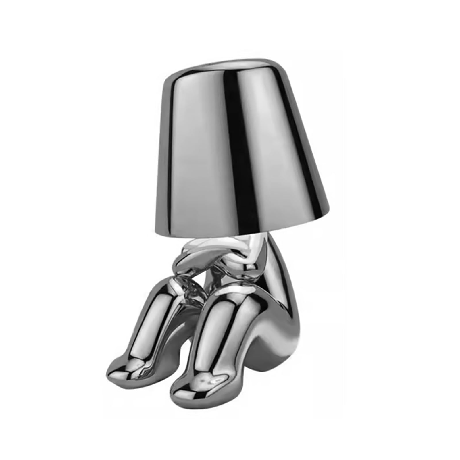 Shy Boy Table Lamp,Creative Bedside Night Light, A Unique And Novel Gift for Home Decoration, Cute Children's Desk Reading Light, 3 Color Modes, Rechargeable Night Light,Silver,I