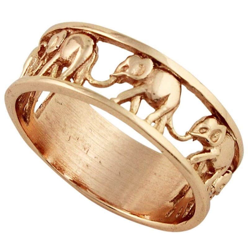 Image of Sterling Silver Plated Elephant Family Migration Ring Ring Size-5