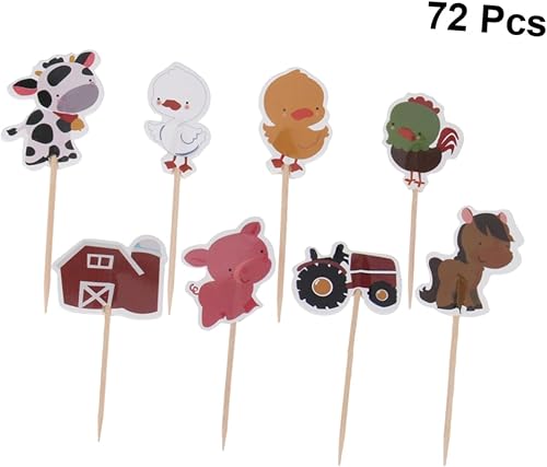 Miniatura 3 de Abaodam 216 piezas de figuras de animales para cupcakes, decoración de granja, para cupcakes, animales, cupcakes, decoración de pasteles, animales