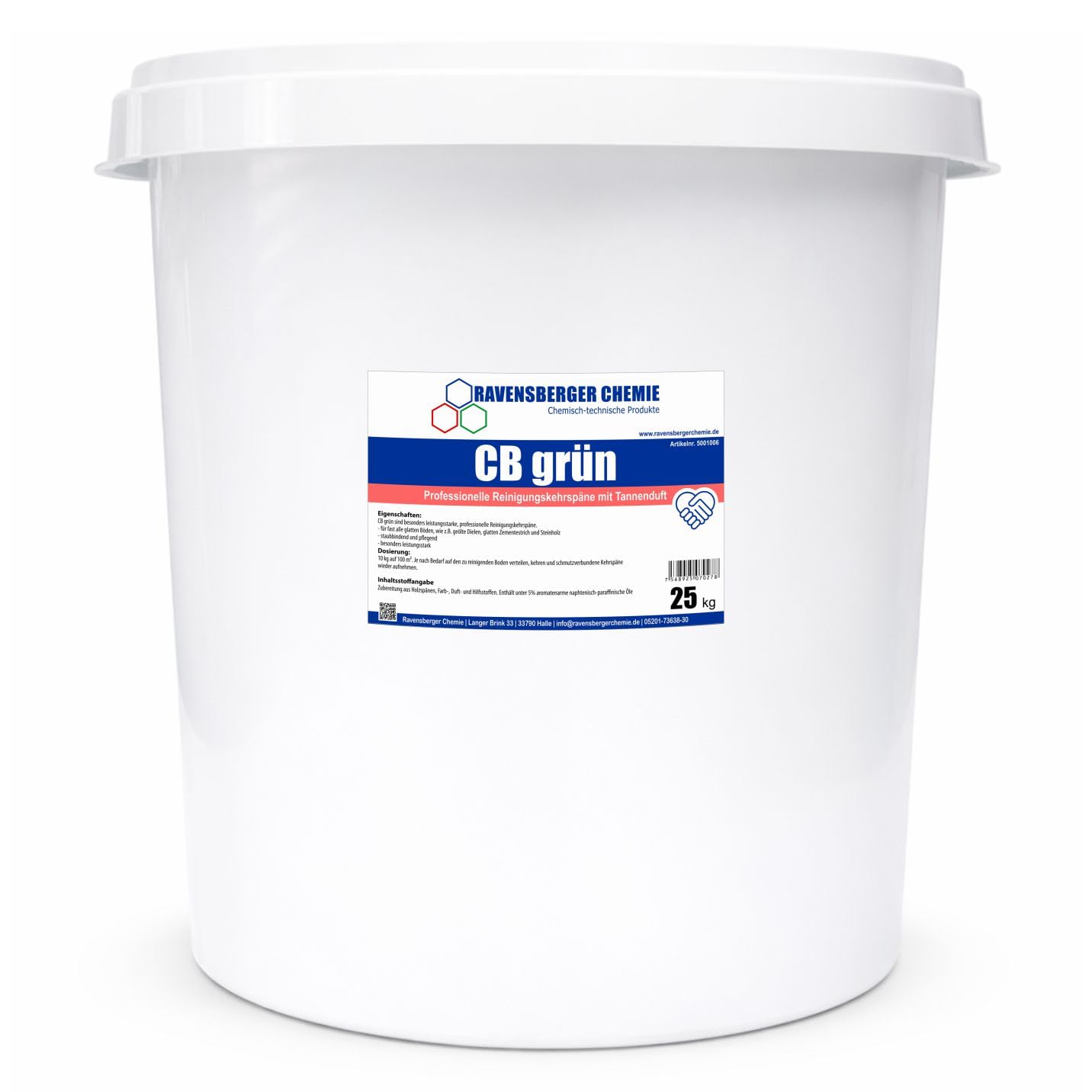 CB Grün - Industriekehrspäne Tannenduft 25 kg – staubbindende Kehrspäne für Werkstatt, Lager, Industriehallen & Garagen – bindet Staub, Schmutz & Feuchtigkeit
