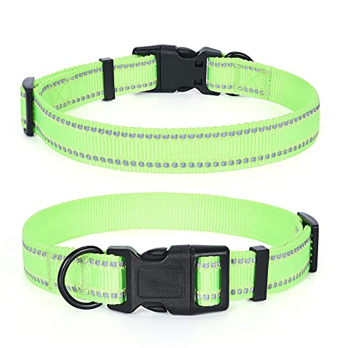Mile High Life Reflective Dog Collar, Basic Dog Collars Adjustable Quick Release, Soft Nylon Pet...