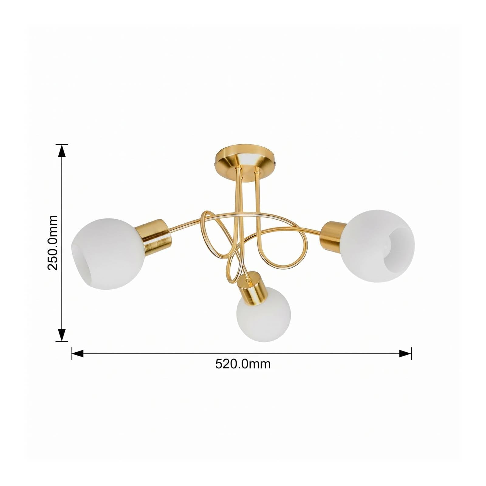 Lindby lámpara de techo en latón, plafón | lámpara de salón, e14, 3 bombillas, moderno, vidrio para sala de estar, salón, pasillo, dormitorio, comedor